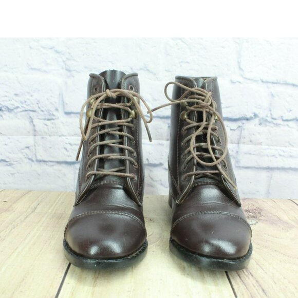 Equistar Brown Leather Lace Up Cap Toe Ankle Paddock Boots Size 12 - Picture 4 of 9